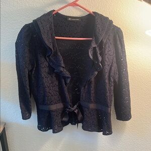 INC International Concepts Blue Blazer with Ruffled Details